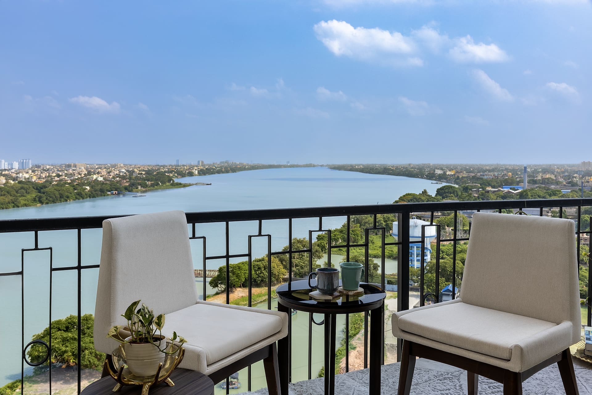 New Kolkata — aerial view by the Ganga, Serampore
